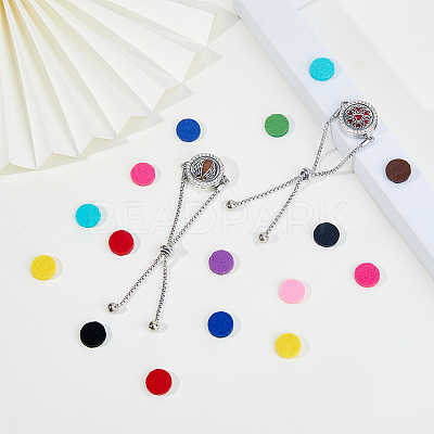 2Pcs 2 Styles 316 Surgical Stainless Steel Rhinestone Diffuser Locket Slider Bracelets BJEW-FI0001-84B-1