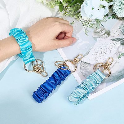 3Pcs 3 Colors Satin Cloth Bracelet Wristlet/Hair Tie Keychain KEYC-SC0001-31B-1