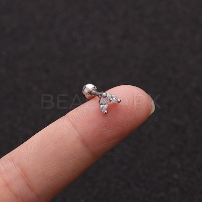 316L Surgical Stainless Steel Micro Pave Clear Cubic Zirconia Flower Cartilage Earrings WG9CD6D-15-1