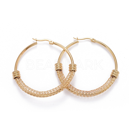 304 Stainless Steel Big Hoop Earrings EJEW-L232-032C-G-1