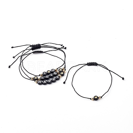 4Pcs 4 Styles Adjustable Nylon Thread Braided Bead Bracelets Sets BJEW-JB06225-1