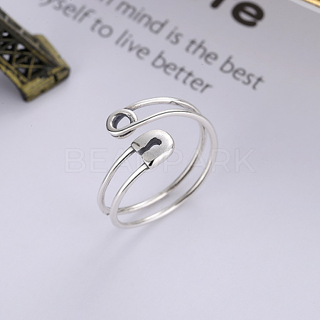 Pin Shaped 925 Sterling Silver Adjustable Cuff Rings for Women FS-WG4AD82-01-1