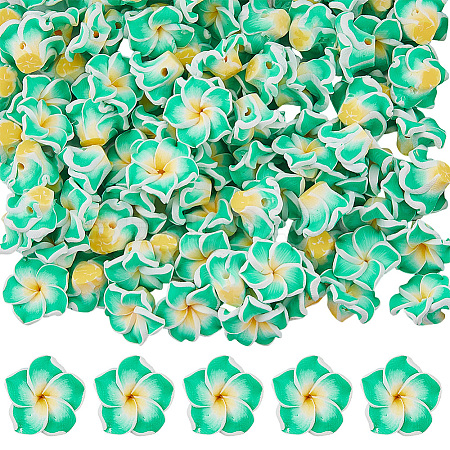 100Pcs Handmade Polymer Clay 3D Flower Plumeria Beads CLAY-SC0002-48B-1