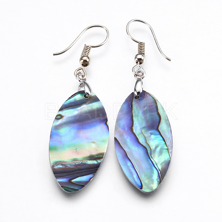 Abalone Shell/Paua Shell Dangle Earrings EJEW-F147-E10-1