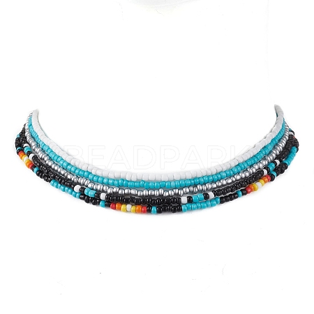 Glass Bead Necklaces for Women NJEW-JN04674-1