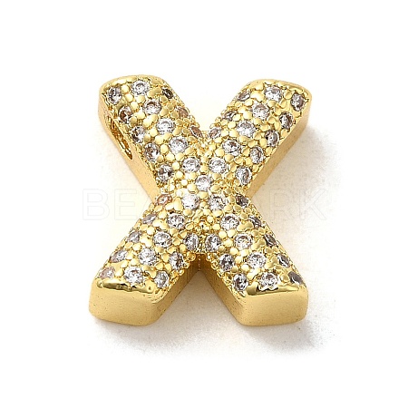 Brass Micro Pave Clear Cubic Zirconia Charms ZIRC-C009-01G-X-1