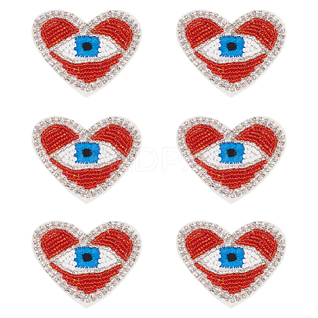 Heart with Evil Eye Embroidered Appliques DIY-WH0401-27-1