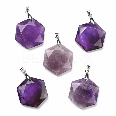 Natural Amethyst Pendants G-C241-02C-1