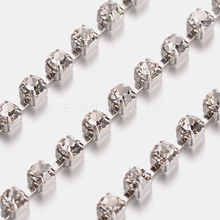 2.5mm Wide Silver Color Plated Grade A Garment Decorative Trimming Brass Crystal Rhinestone Cup Strass Chains X-CHC-S8-S-1