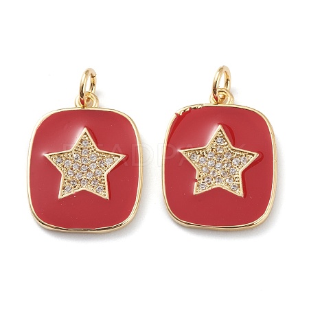 Brass Micro Pave Clear Cubic Zirconia Pendants ZIRC-Z008-09G-1
