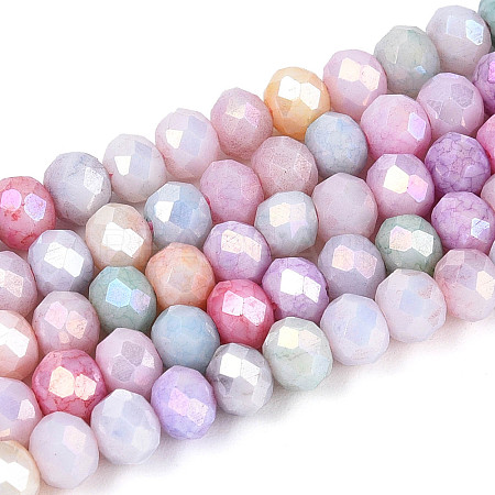 Anti-Tarnish Electroplate Rondelle Glass Beads Strands EGLA-T021-4mm-17-11-1