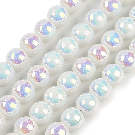 Baking Painted Electroplate Glass Beads Strands GLAA-G120-01A-1