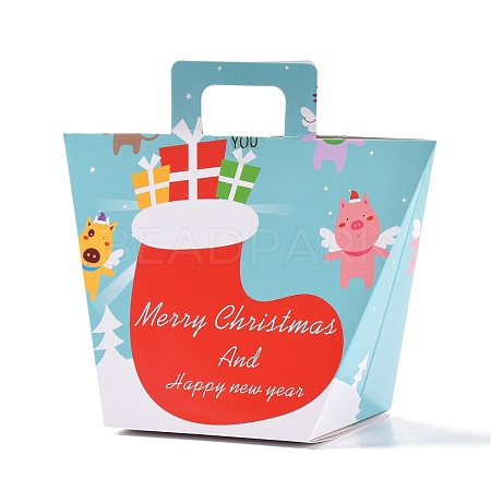 Christmas Theme Rectangle Foldable Creative Kraft Paper Gift Bag CON-B002-02A-1
