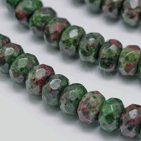 Faceted Natural Ruby in Zoisite Rondelle Beads Strands G-K090-04-1