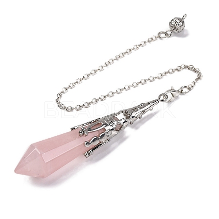 Natural Rose Quartz Pointed Dowsing Pendulum Big Pendants G-H285-06P-A22-1