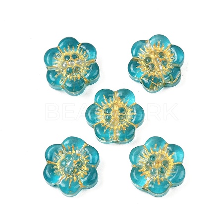 Baking Paint and Golden Metal Enlaced Glass Beads DGLA-T004-10H-1