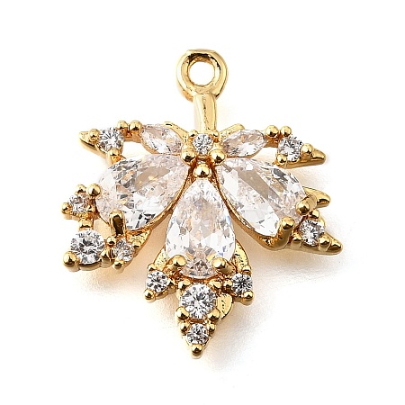 Brass Micro Pave Clear Cubic Zirconia Pendants KK-U065-03G-01-1