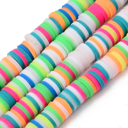 Handmade Polymer Clay Beads Strands CLAY-R089-6mm-105-1