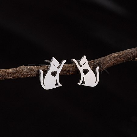 Stainless Steel Small Animal Stud Earrings for Women PW-WG5B49B-34-1