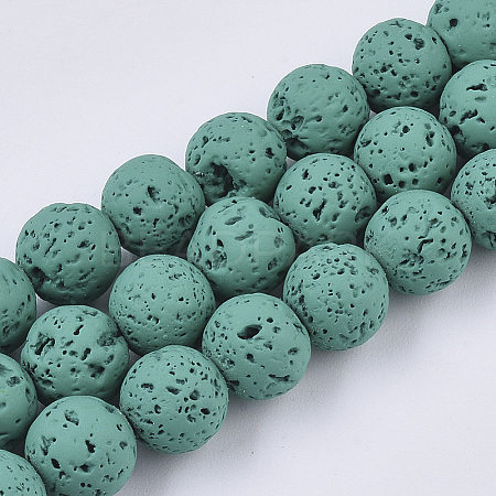 Spray Painted Natural Lava Rock Beads Strands X-G-N0324-C-03-1