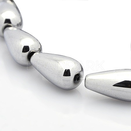 Non-magnetic Synthetic Hematite Teardrop Beads Strands G-M072-02-1
