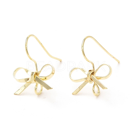 Bowknot Shape Brass Earring Hooks KK-K256-01G-1