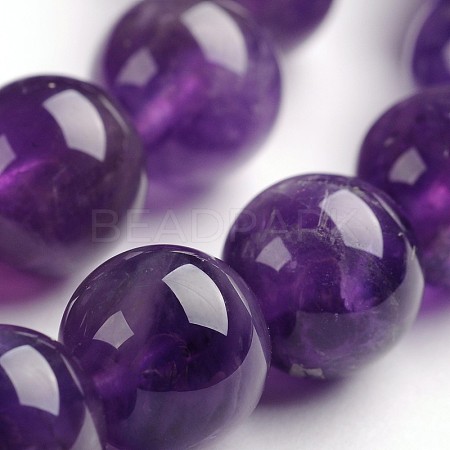 Round Natural Amethyst Gemstone Bead Strands G-J333-01-12mm-1