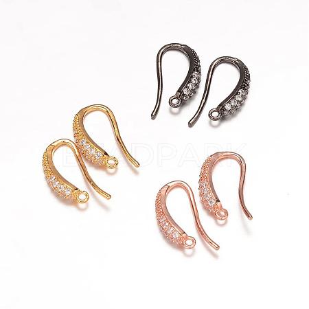 Brass Micro Pave Cubic Zirconia Earring Hooks ZIRC-K018-01M-1