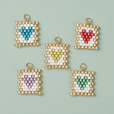 Beaded Rectangle with Heart Charms PALLOY-MZ00442-1