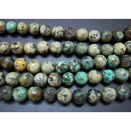 Natural African Turquoise(Jasper) Beads Strands TURQ-G037-12mm-1