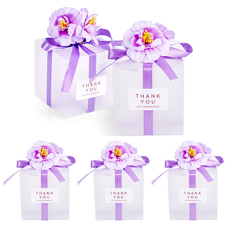 Clear PVC Candy Gift Packaging Boxes with Ribbon & Artificial Flower CON-TAC0001-20E-1