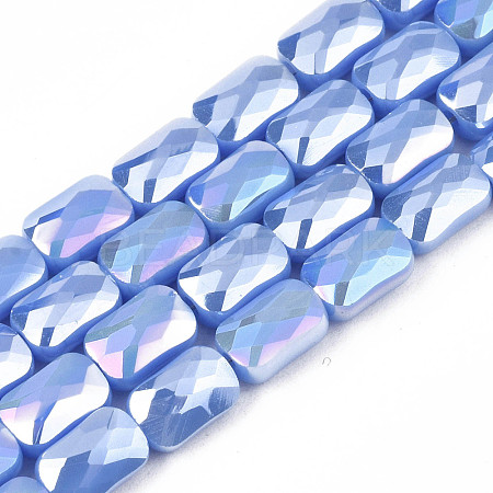 Electroplate Opaque Solid Color Glass Beads Strands EGLA-N002-25-A05-1