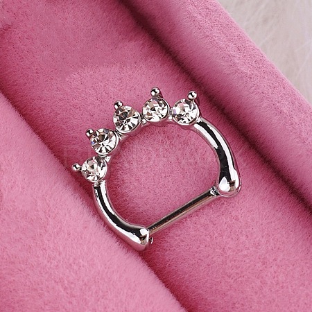 316L Stainless Steel Micro Pave Cubic Zirconia Hoop Nose Rings WG5D603-09-1