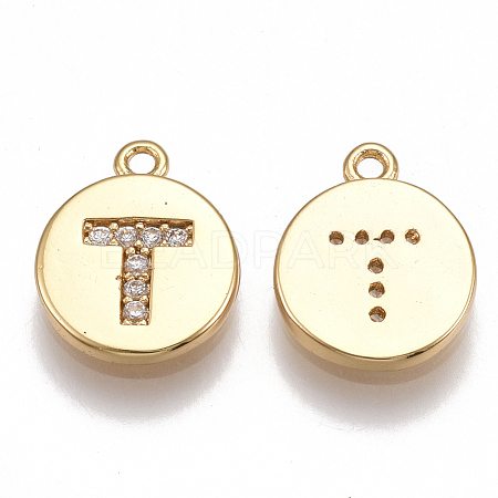 Brass Cubic Zirconia Charms KK-T038-194G-T-1