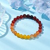8mm Round Natural Carnelian & Agate & Malaysia Jade Beaded Stretch Bracelets BJEW-TA00514-01-2