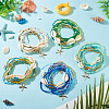 2 Bags Summer Beach Glass Seed Beaded & Natural Shell & Alloy Starfish Charm Anklet Sets AJEW-TA0003-69D-8