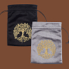 2Pcs 2 Styles Rectangle Gold Stamping Tree of Life Velvet Tarot Storage Drawstring Bags for Divination ABAG-CN0001-53-6