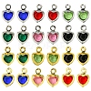 24Pcs 12 Colors Heart Rack Plating Brass Glass Charms KK-FS0001-39-1