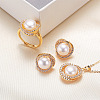 Brass Micro Pave Clear Cubic Zirconia Pendant Necklaces & Stud Earrings & Rings Sets WG2C5C9-07-1