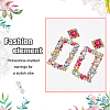FIBLOOM 3 Pairs 3 Colors Rhinestone Hollow Out Rectangle Dangle Stud Earrings EJEW-FI0001-12-3