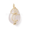 Natural Rose Quartz Copper Wire Wrapped Pendants PALLOY-JF02598-01-1