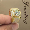 Square Alloy with Crystal Rhinestone Finger Rings FS-WG9BB87-06-1