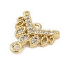Brass Clear Cubic Zirconia V Shaped Connector Charms KK-I719-04G-2