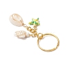 Synthetic Turquoise with Natural Mixed Cowrie Shell Keychain KEYC-JKC01266-5