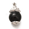 Brass & Natural Black Agate(Dyed & Heated) Pendants KK-Q043-22P-1