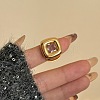 Brass Pave Cubic Zirconia Cuff Open Rings WG61A4F-03-1