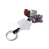 Natural Quartz Crystal Star with Mixed Gemstone Chips Beaded Tassel Keychains KEYC-P012-01P-09-3
