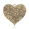 Cadmium Free & Nickel Free & Lead Free Tibetan Style Alloy Heart Big Pendants PALLOY-J564-14AB-NR-1