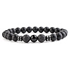 Round Natural Obsidian Beaded Stretch Bracelets for Women Men XP2963-3-1