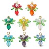 Glass with Round Shell Pearl and Acrylic Charms Pendants PALLOY-MZ00647-1